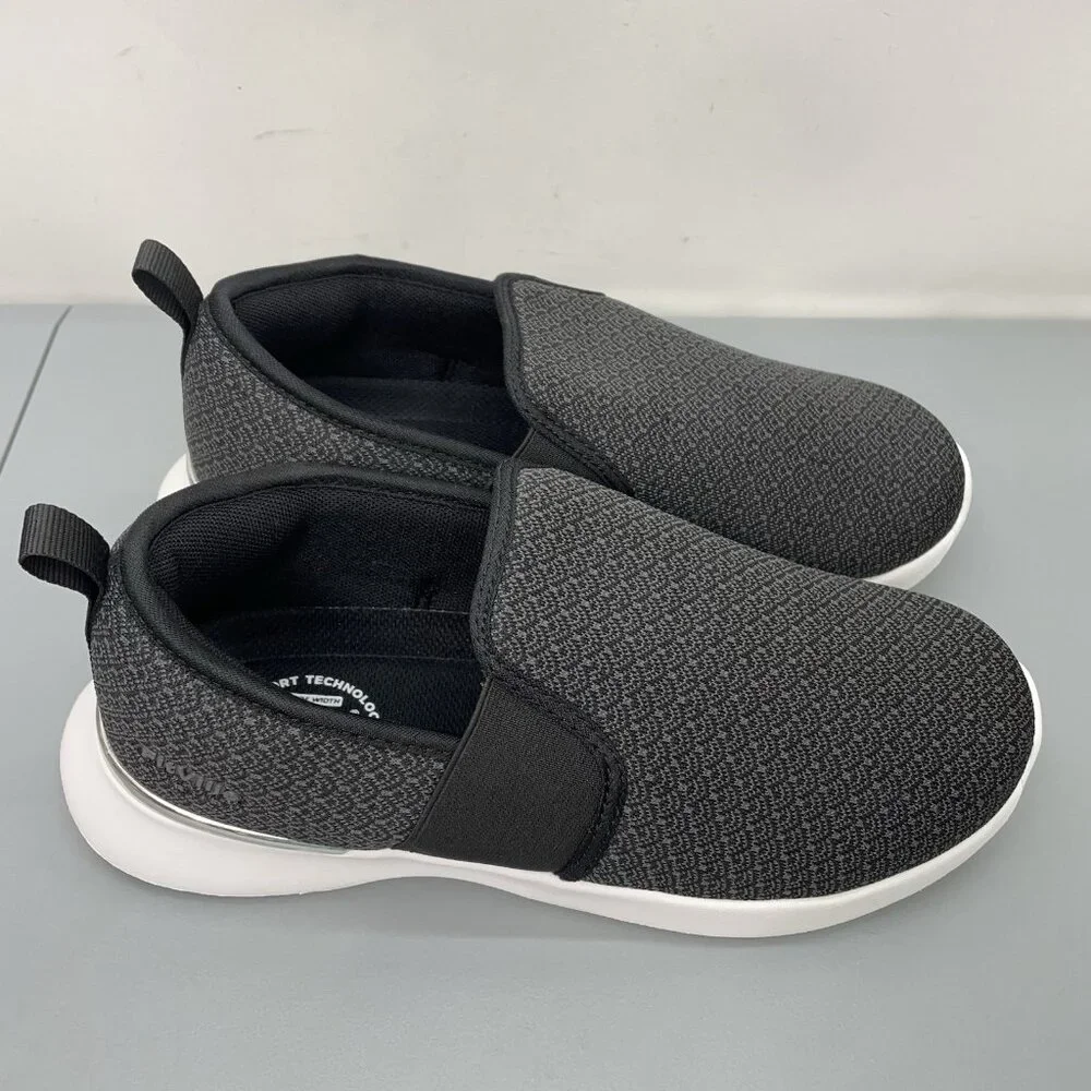 Fitville‎ Slip On Loafers Shoes Comfort Walking Recovery Black Gray Women 8 Wide